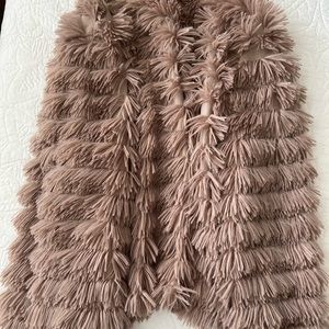 Light mauve fringe coat size Large